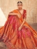 Pink orange and red Indian silk wedding lehenga
